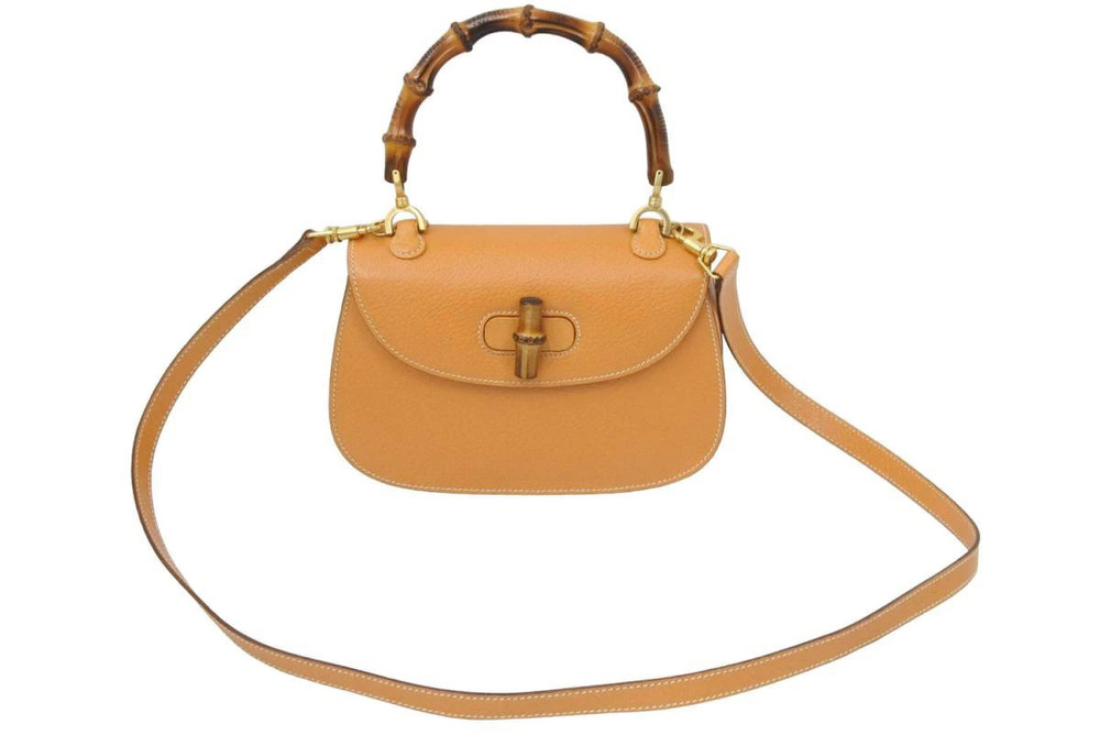 Gucci Bag Bamboo Turnlock Leather Beige